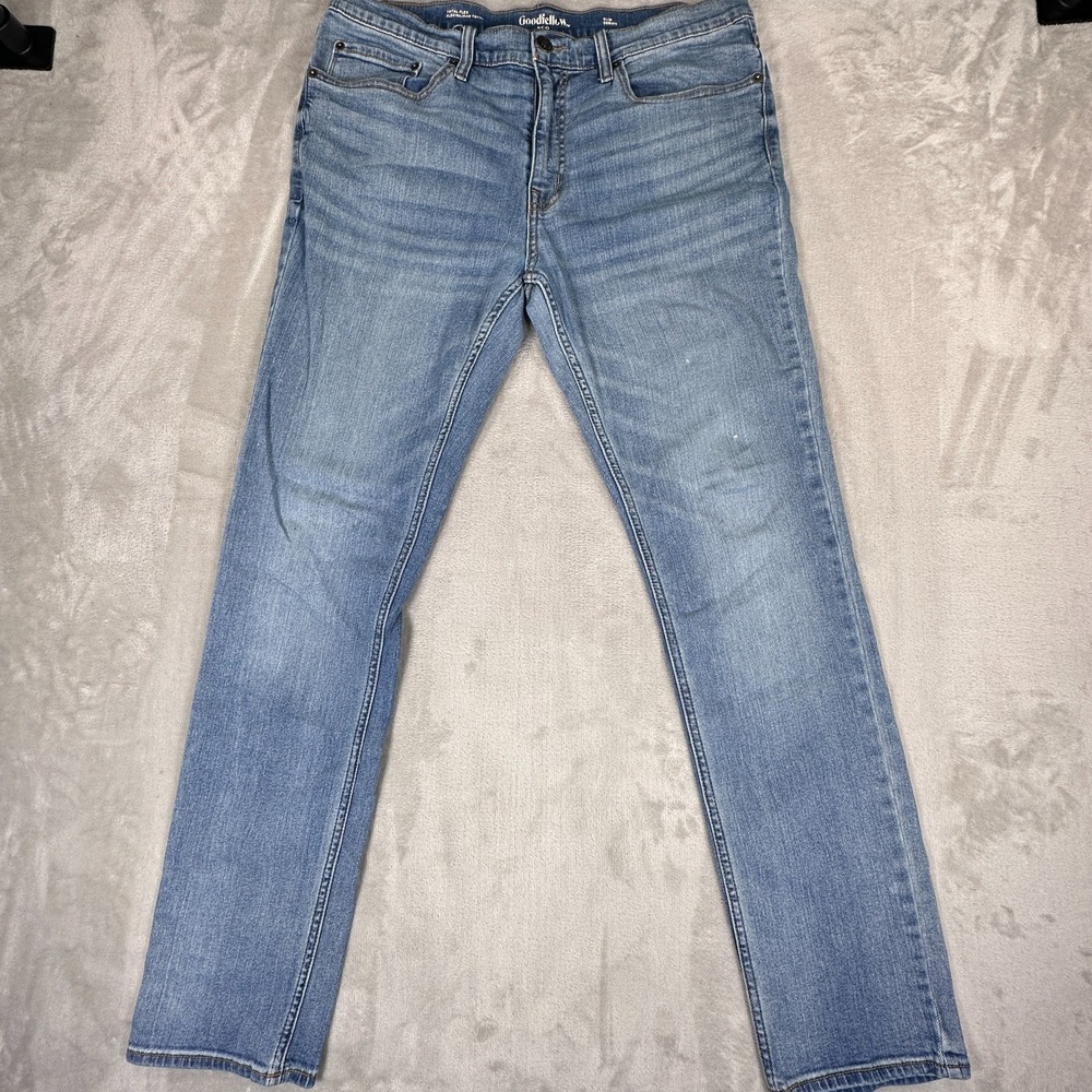 Goodfellow Slim Fit Jeans Mens 36x34 Blue Denim Cotton Stretch Straight Leg